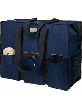 Women's Blue Polyester Utility Water Resistant Tote Bag with 13 Pockets